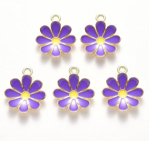 Beadthoven 100pcs Flower Enamel Charms Cherry Blossom Flower Daisy Flower Pendants Gold Plated Small Cute Flower Pendants Bulk for Jewelry Making Bracelet Necklace Earrings Keychain DIY Accessories in Saudi Arabia