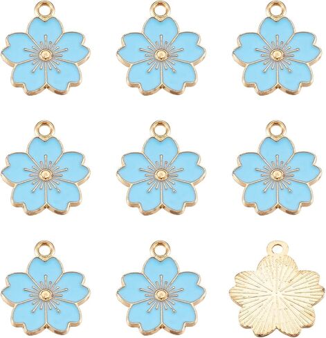 Beadthoven 100pcs Flower Enamel Charms Cherry Blossom Flower Daisy Flower Pendants Gold Plated Small Cute Flower Pendants Bulk for Jewelry Making Bracelet Necklace Earrings Keychain DIY Accessories in Saudi Arabia