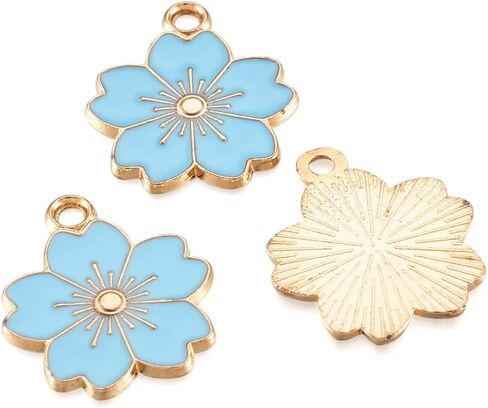 Beadthoven 100pcs Flower Enamel Charms Cherry Blossom Flower Daisy Flower Pendants Gold Plated Small Cute Flower Pendants Bulk for Jewelry Making Bracelet Necklace Earrings Keychain DIY Accessories in Saudi Arabia
