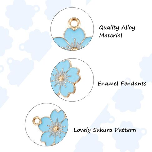 Beadthoven 100pcs Flower Enamel Charms Cherry Blossom Flower Daisy Flower Pendants Gold Plated Small Cute Flower Pendants Bulk for Jewelry Making Bracelet Necklace Earrings Keychain DIY Accessories in Saudi Arabia