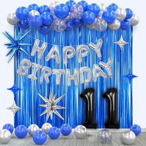 14th Birthday Party Decorations for Boys, Navy Blue Silver Black Happy 14 Birthday Decorations Set with Birthday Backdrop Banner 14 Number Balloons for Him 14 years old. in Saudi Arabia