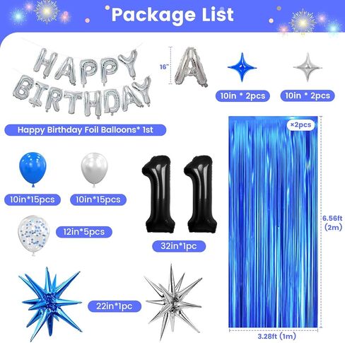 14th Birthday Party Decorations for Boys, Navy Blue Silver Black Happy 14 Birthday Decorations Set with Birthday Backdrop Banner 14 Number Balloons for Him 14 years old. in Saudi Arabia
