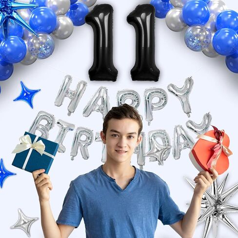 14th Birthday Party Decorations for Boys, Navy Blue Silver Black Happy 14 Birthday Decorations Set with Birthday Backdrop Banner 14 Number Balloons for Him 14 years old. in Saudi Arabia