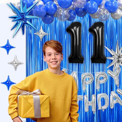 14th Birthday Party Decorations for Boys, Navy Blue Silver Black Happy 14 Birthday Decorations Set with Birthday Backdrop Banner 14 Number Balloons for Him 14 years old. in Saudi Arabia
