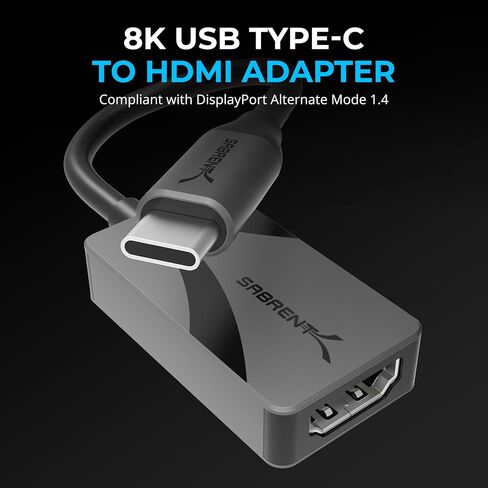 SABRENT 4K USB Type-C to HDMI Adapter - Plug-and-Play, 4K@60Hz, HDR10/Dolby Vision Support, Compatible with Laptops, Tablets, Smartphones, and Gaming Devices - Portable Aluminum Design (DA-CH4K) in Saudi Arabia