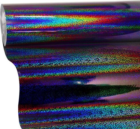 VViViD Black Holographic Glitter Chrome Heat Transfer Vinyl, Iron Designs onto T-Shirts 10" x 8ft in Saudi Arabia