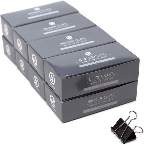 U Brands Binder Clips, Medium 1-1/4" Width, 1/2" Paper Holding Capacity, Black and Silver Steel, 96-Count in Saudi Arabia