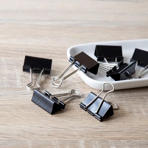 U Brands Binder Clips, Medium 1-1/4" Width, 1/2" Paper Holding Capacity, Black and Silver Steel, 96-Count in Saudi Arabia