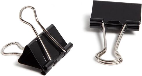 U Brands Binder Clips, Medium 1-1/4" Width, 1/2" Paper Holding Capacity, Black and Silver Steel, 96-Count in Saudi Arabia