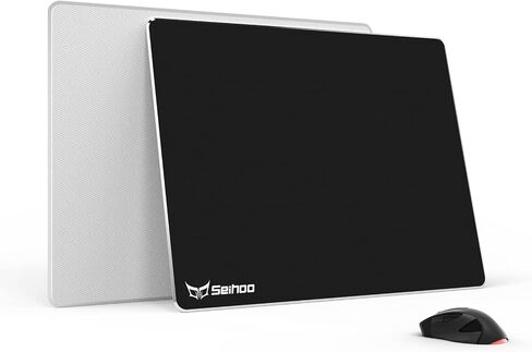 Metal Aluminum Mouse Pad Premium Hard Double Side Waterproof Ultra Smooth Office Supplies Blap Mousepad Fast and Accurate Control for Office and Game Laptop (Black, 11.81X9.45in) in Saudi Arabia