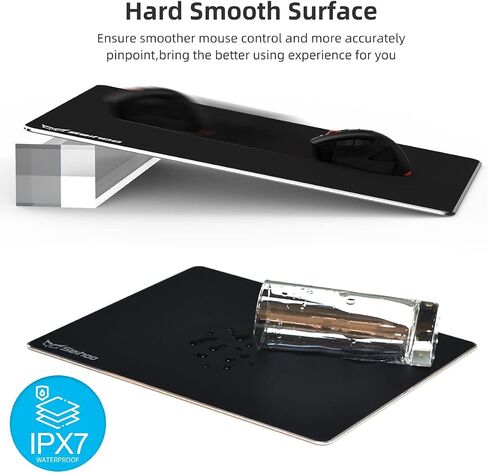 Metal Aluminum Mouse Pad Premium Hard Double Side Waterproof Ultra Smooth Office Supplies Blap Mousepad Fast and Accurate Control for Office and Game Laptop (Black, 11.81X9.45in) in Saudi Arabia