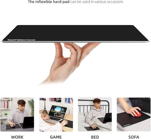 Metal Aluminum Mouse Pad Premium Hard Double Side Waterproof Ultra Smooth Office Supplies Blap Mousepad Fast and Accurate Control for Office and Game Laptop (Black, 11.81X9.45in) in Saudi Arabia