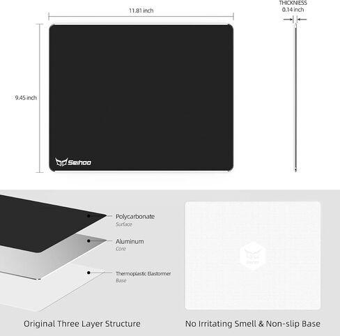 Metal Aluminum Mouse Pad Premium Hard Double Side Waterproof Ultra Smooth Office Supplies Blap Mousepad Fast and Accurate Control for Office and Game Laptop (Black, 11.81X9.45in) in Saudi Arabia