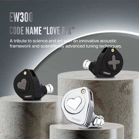 Linsoul SIMGOT EW300 1DD+1Planar+1PZT Hybrid Driver IEMs, Standard Edition | HiFi Wired Earbuds, Gaming Earbuds with Detachable Nozzles, Silver-Plated OFC In Ear Monitor Cable for Audiophile Musician in Kuwait
