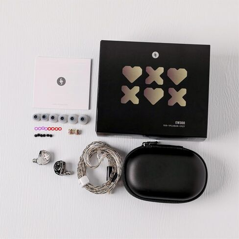 Linsoul SIMGOT EW300 1DD+1Planar+1PZT Hybrid Driver IEMs, Standard Edition | HiFi Wired Earbuds, Gaming Earbuds with Detachable Nozzles, Silver-Plated OFC In Ear Monitor Cable for Audiophile Musician in Kuwait