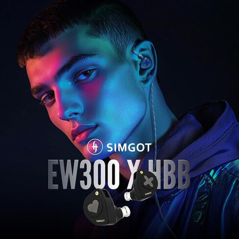 Linsoul SIMGOT EW300 1DD+1Planar+1PZT محرك هجين في شاشة الأذن، سماعات أذن سلكية IEM، سماعات أذن للألعاب مع فوهات قابلة للفصل، كابل OFC IEM مطلي بالفضة للموسيقي الصوتي (EW300 DSP) in Kuwait