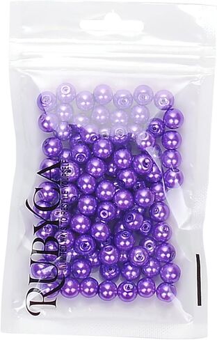 RUBYCA 200Pcs Czech Tiny Satin Luster Glass Pearl Round Bead for Beading Jewelry Making 8mm Cream in Kuwait