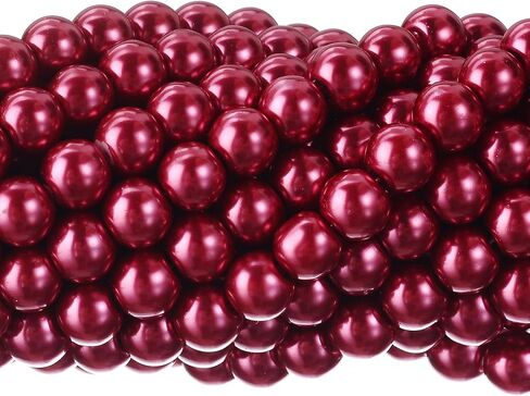 RUBYCA 200Pcs Czech Tiny Satin Luster Glass Pearl Round Bead for Beading Jewelry Making 8mm Cream in Kuwait