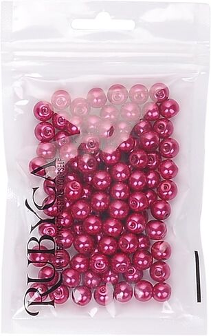 RUBYCA 200Pcs Czech Tiny Satin Luster Glass Pearl Round Bead for Beading Jewelry Making 8mm Cream in Kuwait