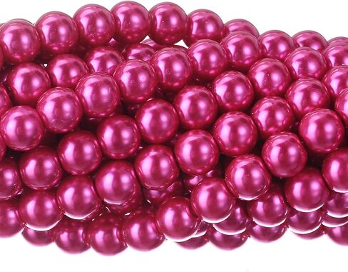 RUBYCA 200Pcs Czech Tiny Satin Luster Glass Pearl Round Bead for Beading Jewelry Making 8mm Cream in Kuwait
