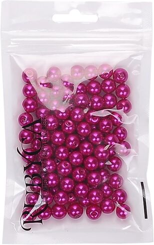 RUBYCA 200Pcs Czech Tiny Satin Luster Glass Pearl Round Bead for Beading Jewelry Making 8mm Cream in Kuwait