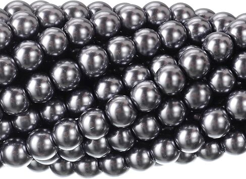 RUBYCA 200Pcs Czech Tiny Satin Luster Glass Pearl Round Bead for Beading Jewelry Making 8mm Cream in Kuwait