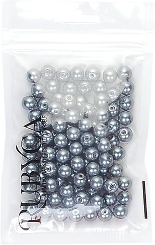 RUBYCA 200Pcs Czech Tiny Satin Luster Glass Pearl Round Bead for Beading Jewelry Making 8mm Cream in Kuwait
