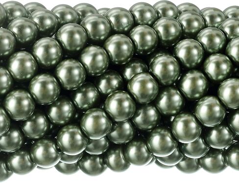 RUBYCA 200Pcs Czech Tiny Satin Luster Glass Pearl Round Bead for Beading Jewelry Making 8mm Cream in Kuwait