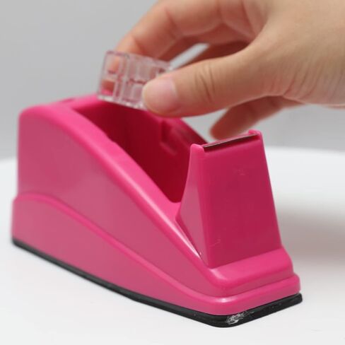 QILIMA Transparent Acrylic Tape Dispenser, Clear Tapes and Refillable Dispensers, Desktop Tape Dispenser Acrylic for Home,Tape Cutter Holder Fits Standard Tape Rolls, Office and School in Saudi Arabia