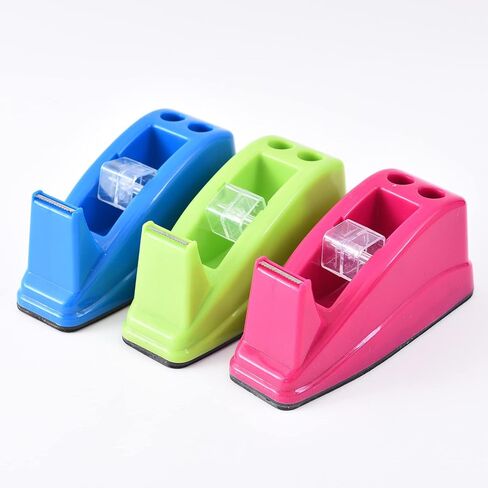 QILIMA Transparent Acrylic Tape Dispenser, Clear Tapes and Refillable Dispensers, Desktop Tape Dispenser Acrylic for Home,Tape Cutter Holder Fits Standard Tape Rolls, Office and School in Saudi Arabia