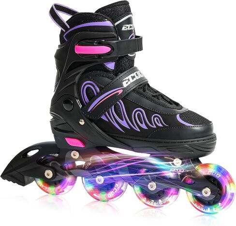 Inline Skates for Girls and Boys Ages 5-8 8-12 Light up Wheels, Adjustable Size Roller Skates Blades Kids Adult Women Outdoor in Kuwait