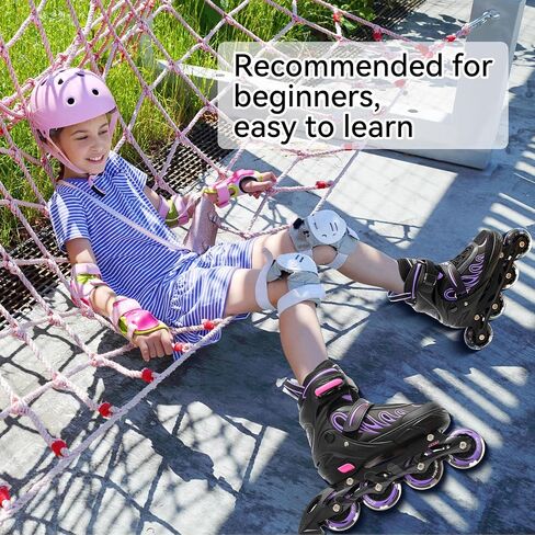 Inline Skates for Girls and Boys Ages 5-8 8-12 Light up Wheels, Adjustable Size Roller Skates Blades Kids Adult Women Outdoor in Kuwait