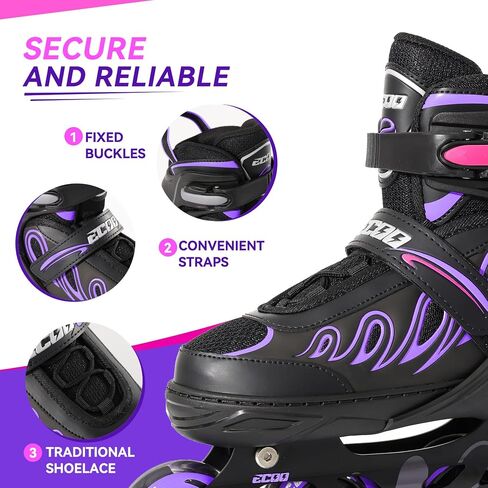 Inline Skates for Girls and Boys Ages 5-8 8-12 Light up Wheels, Adjustable Size Roller Skates Blades Kids Adult Women Outdoor in Kuwait