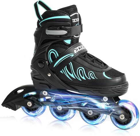 Inline Skates for Girls and Boys Ages 5-8 8-12 Light up Wheels, Adjustable Size Roller Skates Blades Kids Adult Women Outdoor in Kuwait