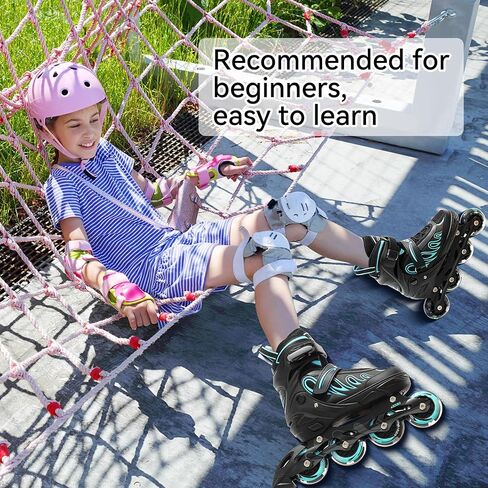 Inline Skates for Girls and Boys Ages 5-8 8-12 Light up Wheels, Adjustable Size Roller Skates Blades Kids Adult Women Outdoor in Kuwait