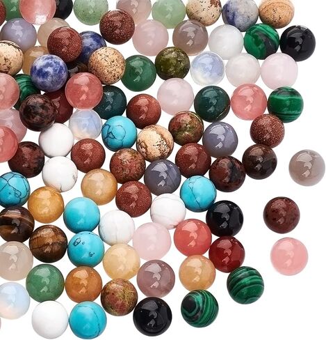 NBEADS 100 PCS Random Mixed Color No Hole Undrilled Natural Gemstone Beads, Synthetic Loose Beads Stone Charms for DIY Jewelry Making in Saudi Arabia