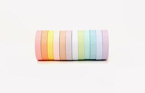 YUBBAEX Washi Tape 12 لفة مجموعة أشرطة تزيينية بألوان قوس قزح للفنون والحرف اليدوية والمجلات والمخططين وسجلات القصاصات واللف (8 مم) in Kuwait