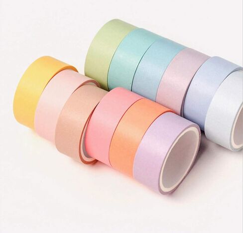 YUBBAEX Washi Tape 12 لفة مجموعة أشرطة تزيينية بألوان قوس قزح للفنون والحرف اليدوية والمجلات والمخططين وسجلات القصاصات واللف (8 مم) in Kuwait