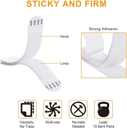 Ainiv 32-Pairs(64 Strips) Large Picture Hanging Strips Heavy Duty, Adhesive Hook and Loop Mounting Tapes Damage Free No Nails Picture Hangers for Frame Hanging Poster Strips Christmas Decorations in Saudi Arabia