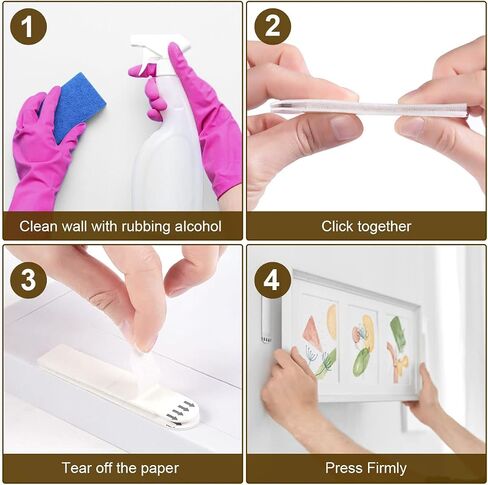 Ainiv 32-Pairs(64 Strips) Large Picture Hanging Strips Heavy Duty, Adhesive Hook and Loop Mounting Tapes Damage Free No Nails Picture Hangers for Frame Hanging Poster Strips Christmas Decorations in Saudi Arabia