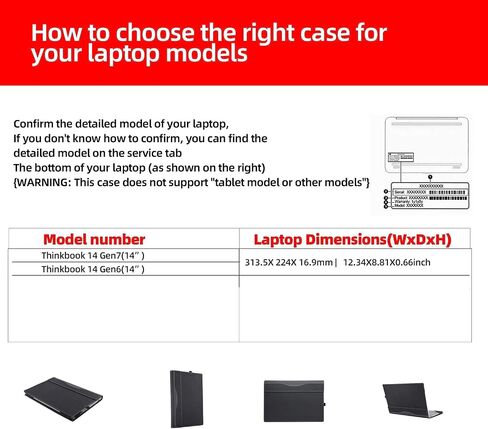 Laptop Cover for Lenovo ThinkBook 14 Gen 6| ThinkBook 14 Gen 7 14 inch PU Leather Notebook Sleeve Detachable Protective Back Shell (Dark Gray) in Saudi Arabia