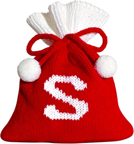 Christmas Monogram Bag for Gifts Drawstring Small Christmas Knitted Gift Bag Christmas Candy Bag for Christmas Party Home Holiday Favor Supplies Letter b in Kuwait