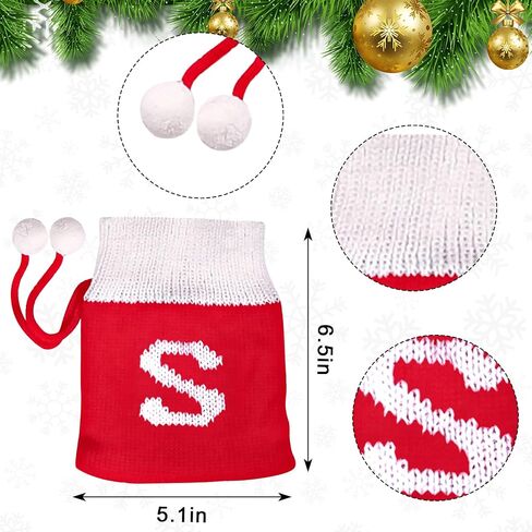 Christmas Monogram Bag for Gifts Drawstring Small Christmas Knitted Gift Bag Christmas Candy Bag for Christmas Party Home Holiday Favor Supplies Letter b in Kuwait