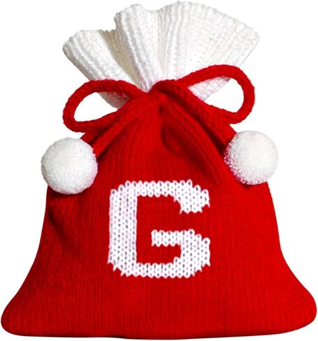 Christmas Monogram Bag for Gifts Drawstring Small Christmas Knitted Gift Bag Christmas Candy Bag for Christmas Party Home Holiday Favor Supplies Letter b in Kuwait
