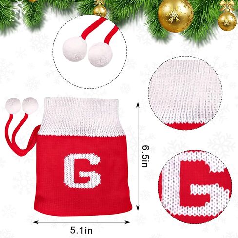 Christmas Monogram Bag for Gifts Drawstring Small Christmas Knitted Gift Bag Christmas Candy Bag for Christmas Party Home Holiday Favor Supplies Letter b in Kuwait