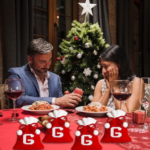 Christmas Monogram Bag for Gifts Drawstring Small Christmas Knitted Gift Bag Christmas Candy Bag for Christmas Party Home Holiday Favor Supplies Letter b in Kuwait