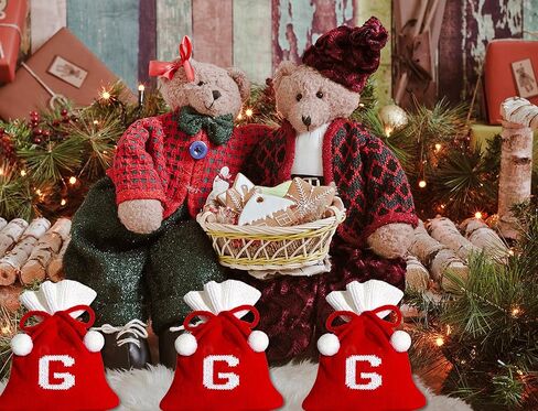 Christmas Monogram Bag for Gifts Drawstring Small Christmas Knitted Gift Bag Christmas Candy Bag for Christmas Party Home Holiday Favor Supplies Letter b in Kuwait