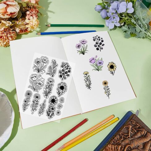 CRASPIRE Plant Clear Stamps Vintage Leaf Lavender Reusable Transparent Silicone Stamp Seals for Journaling Card Making Decor DIY Scrapbooking Photo Album Decorative Stamp Sheets in Saudi Arabia