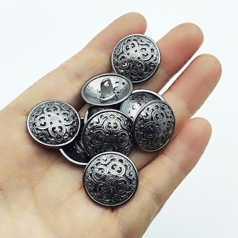 25PC Sewing Metal Buttons with Shank Buttons for Clothing DIY Sewing Scrapbooking Crafts Decorations - Black 20mm in Kuwait