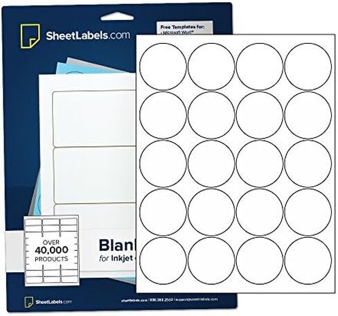ملصقات مستديرة بيضاء لامعة مقاس 2 بوصة، للطابعات النافثة للحبر فقط، المزيد من الملصقات لكل ورقة، 500 ملصق in Kuwait